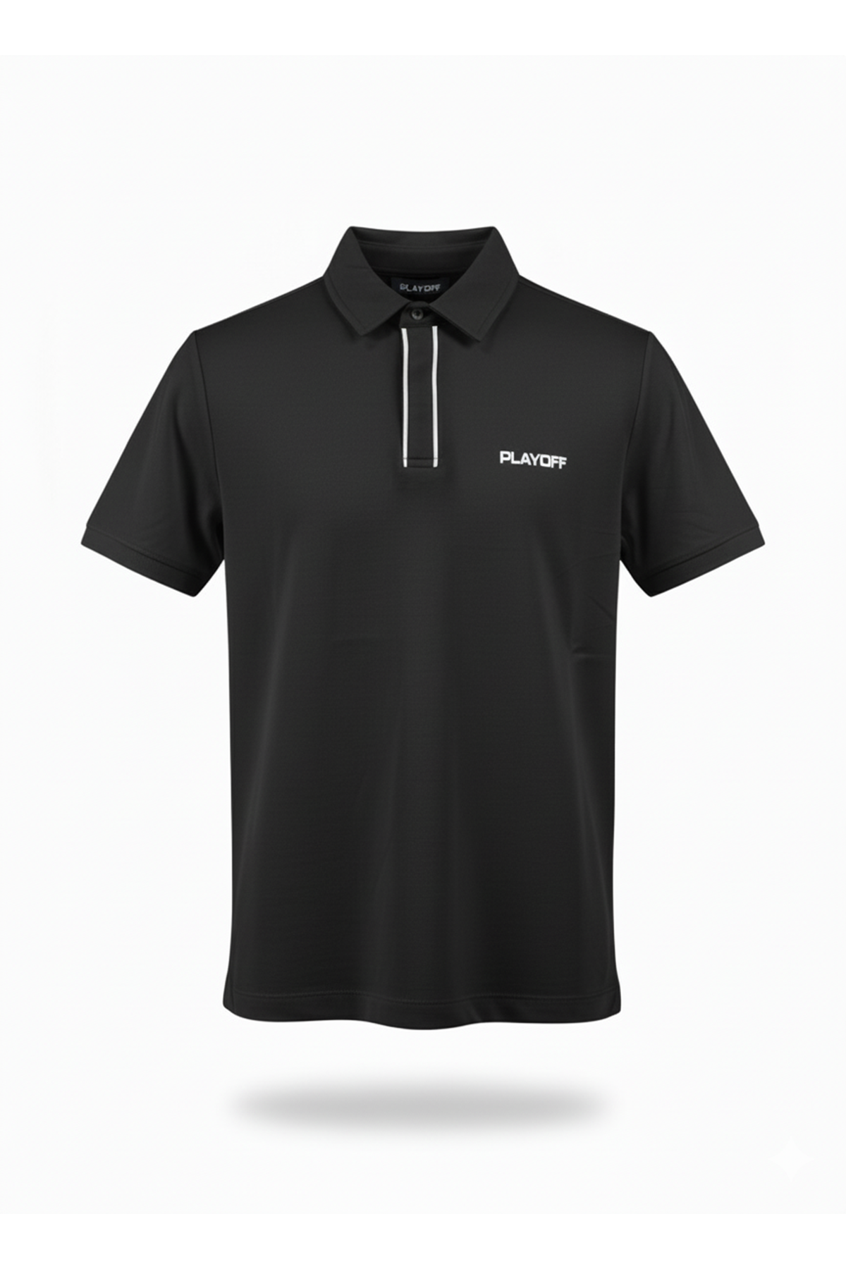 Playoff Polo Yaka Penye T-Shirt Siyah