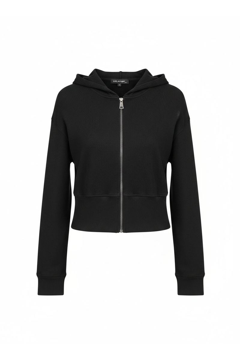 Playoff Crop Kesim Fermuarlı Eşofman Üstü Siyah