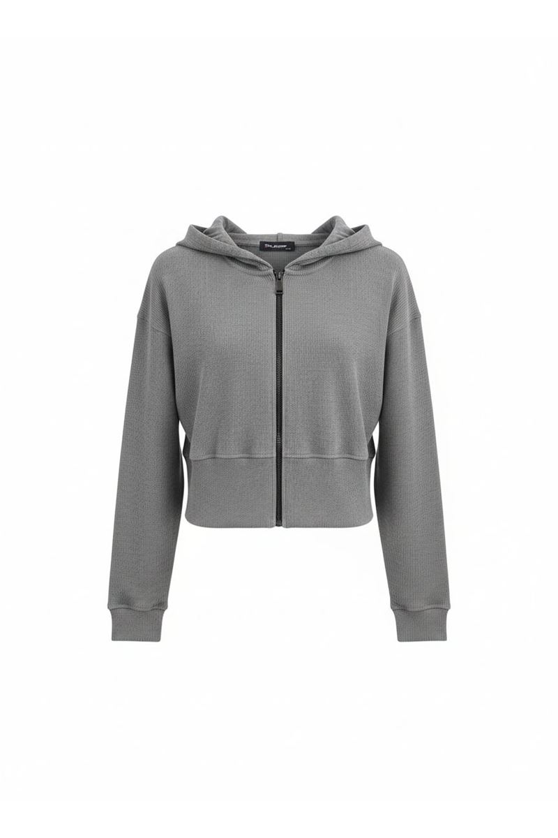 Playoff Crop Kesim Fermuarlı Eşofman Üstü Gri