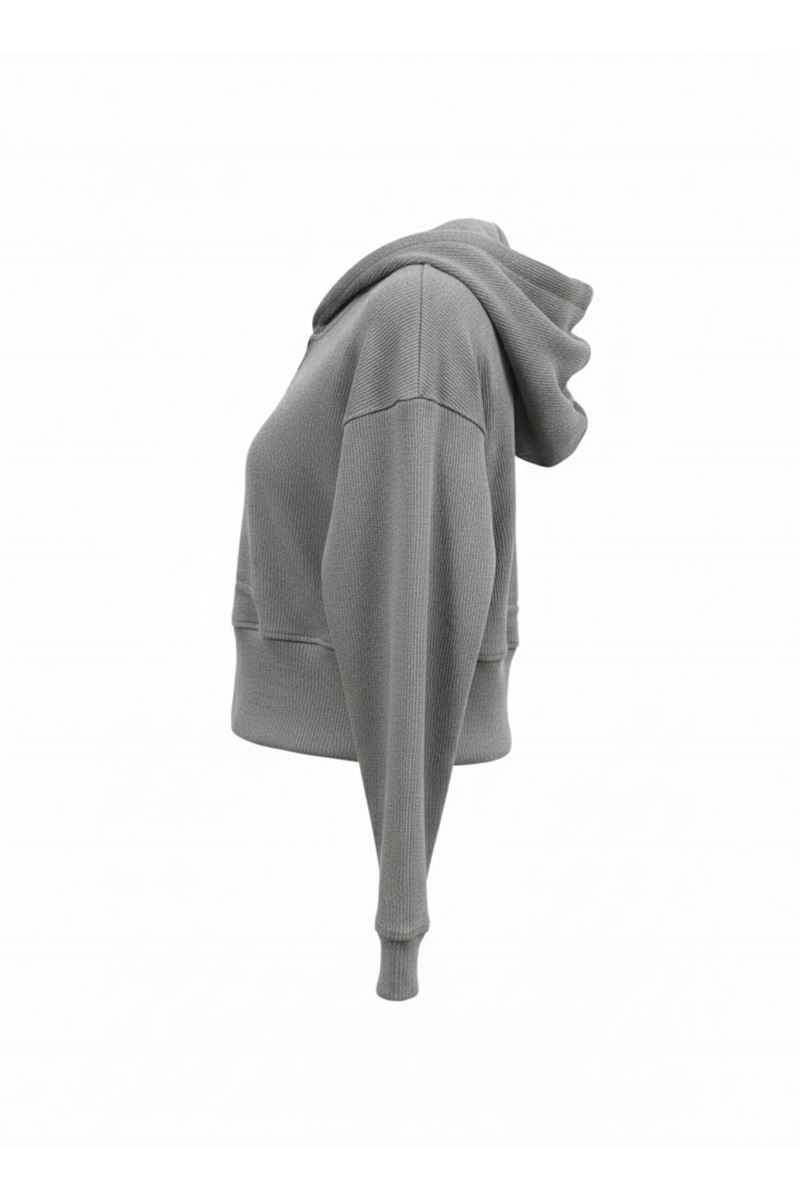 Playoff Crop Kesim Fermuarlı Eşofman Üstü Gri